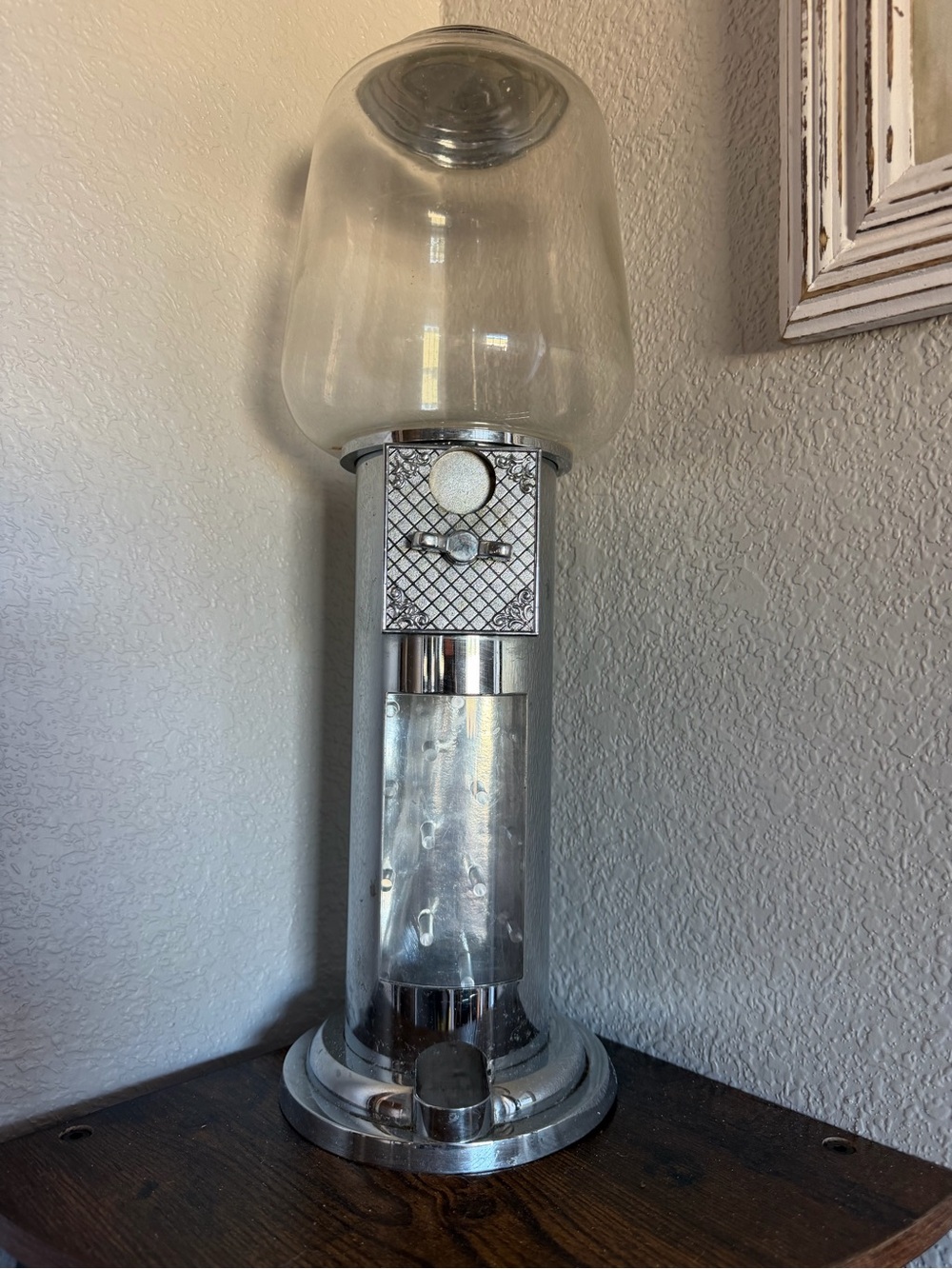 Chrome Silver Candy-Dispensing Gumball Machine Home Accent
